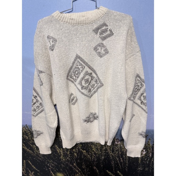 London Fog Other - Vintage London Fog Men's‎ Knit Sweater Geometric Gray Size L Made In USA